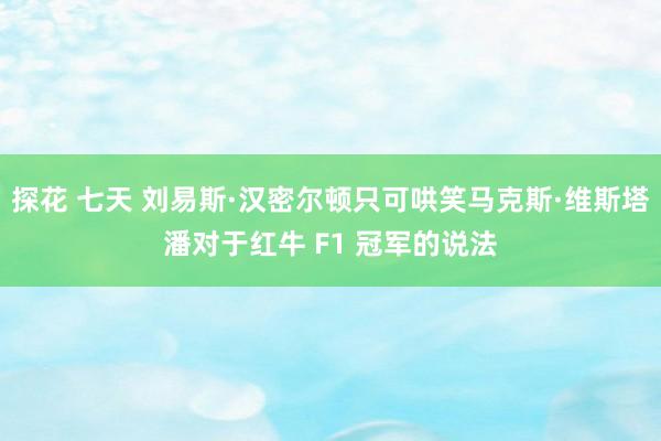 探花 七天 刘易斯·汉密尔顿只可哄笑马克斯·维斯塔潘对于红牛 F1 冠军的说法