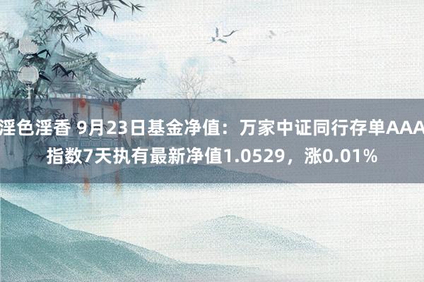 淫色淫香 9月23日基金净值：万家中证同行存单AAA指数7天执有最新净值1.0529，涨0.01%