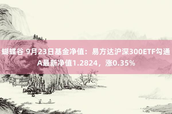 蝴蝶谷 9月23日基金净值：易方达沪深300ETF勾通A最新净值1.2824，涨0.35%