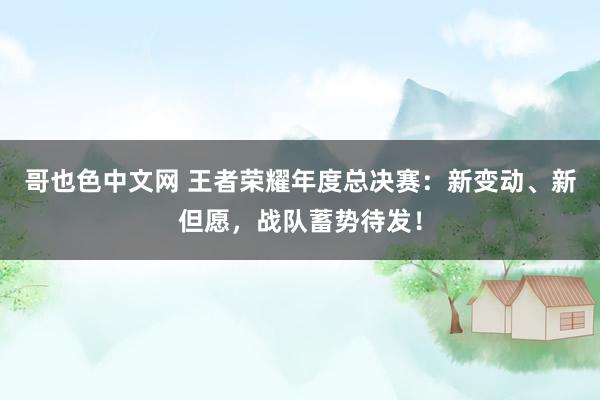 哥也色中文网 王者荣耀年度总决赛：新变动、新但愿，战队蓄势待发！