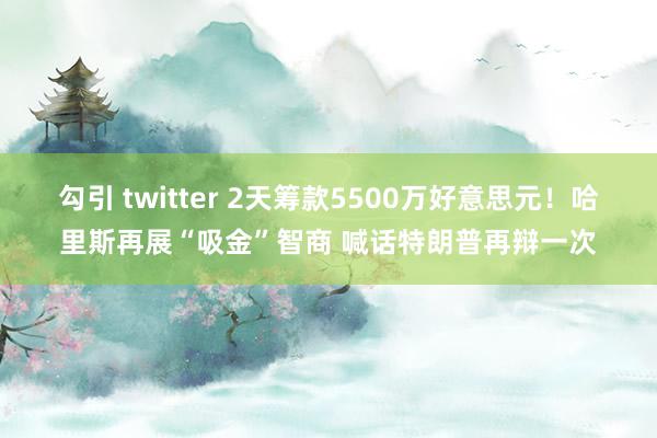 勾引 twitter 2天筹款5500万好意思元！哈里斯再展“吸金”智商 喊话特朗普再辩一次