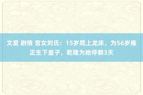 文爱 剧情 宫女刘氏：15岁爬上龙床，为56岁雍正生下皇子，乾隆为她停朝3天