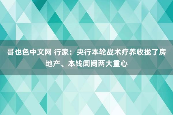 哥也色中文网 行家：央行本轮战术疗养收拢了房地产、本钱阛阓两大重心