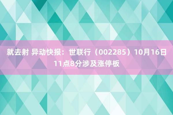 就去射 异动快报：世联行（002285）10月16日11点8分涉及涨停板