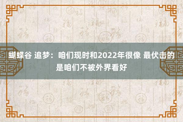 蝴蝶谷 追梦：咱们现时和2022年很像 最伏击的是咱们不被外界看好