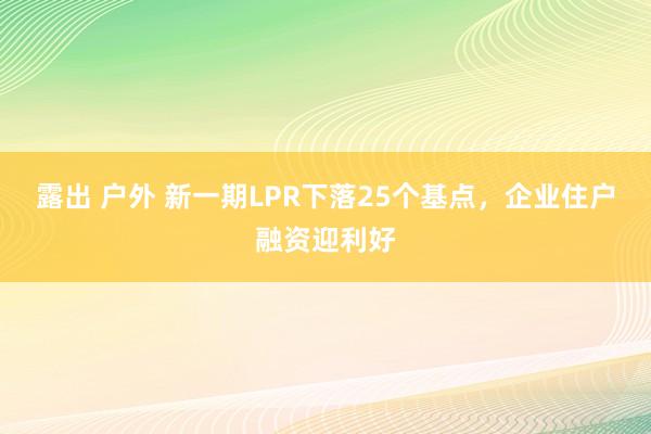 露出 户外 新一期LPR下落25个基点，企业住户融资迎利好