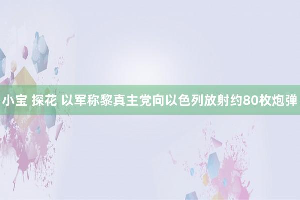 小宝 探花 以军称黎真主党向以色列放射约80枚炮弹