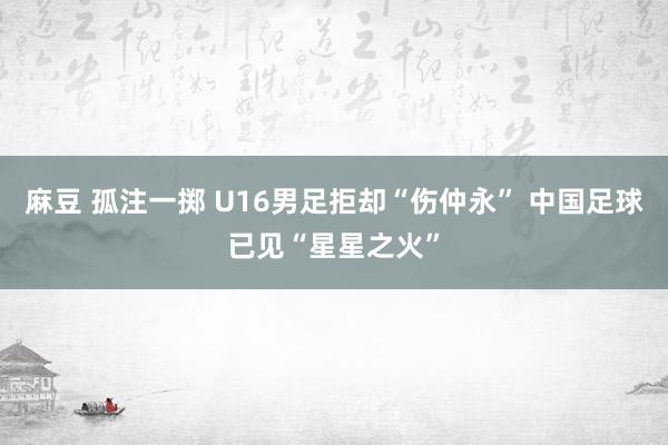 麻豆 孤注一掷 U16男足拒却“伤仲永” 中国足球已见“星星之火”