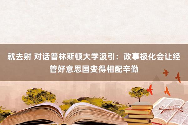 就去射 对话普林斯顿大学汲引：政事极化会让经管好意思国变得相配辛勤