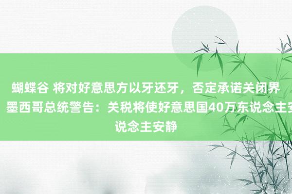 蝴蝶谷 将对好意思方以牙还牙，否定承诺关闭界限！墨西哥总统警告：关税将使好意思国40万东说念主安静