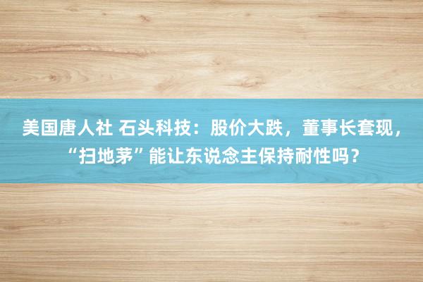 美国唐人社 石头科技：股价大跌，董事长套现，“扫地茅”能让东说念主保持耐性吗？