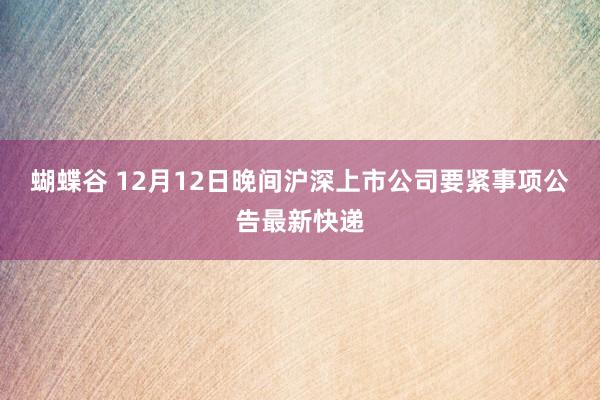 蝴蝶谷 12月12日晚间沪深上市公司要紧事项公告最新快递