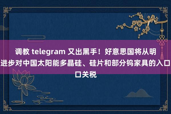 调教 telegram 又出黑手！好意思国将从明岁首进步对中国太阳能多晶硅、硅片和部分钨家具的入口关税