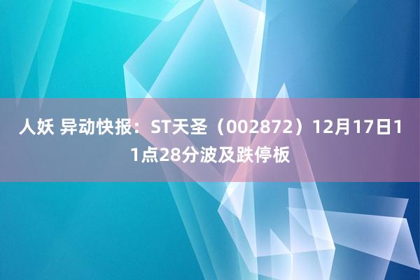 人妖 异动快报：ST天圣（002872）12月17日11点28分波及跌停板