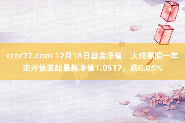 cccc77.com 12月18日基金净值：大成惠昭一年定开债发起最新净值1.0517，跌0.05%