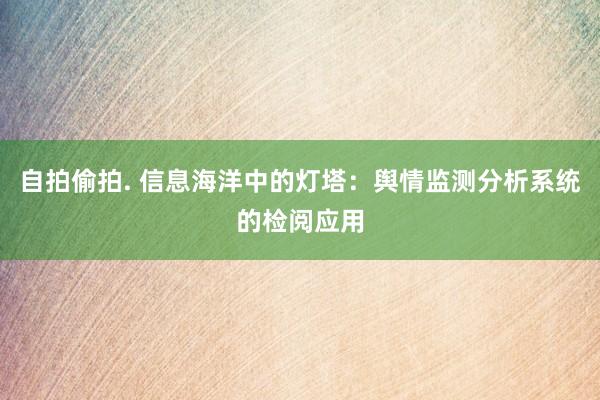 自拍偷拍. 信息海洋中的灯塔：舆情监测分析系统的检阅应用