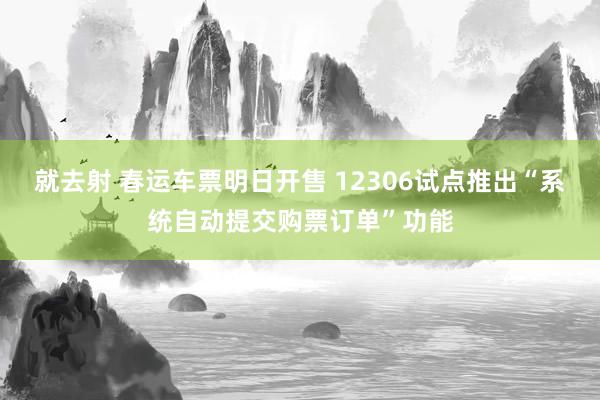 就去射 春运车票明日开售 12306试点推出“系统自动提交购票订单”功能