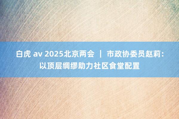 白虎 av 2025北京两会 ｜ 市政协委员赵莉：以顶层绸缪助力社区食堂配置